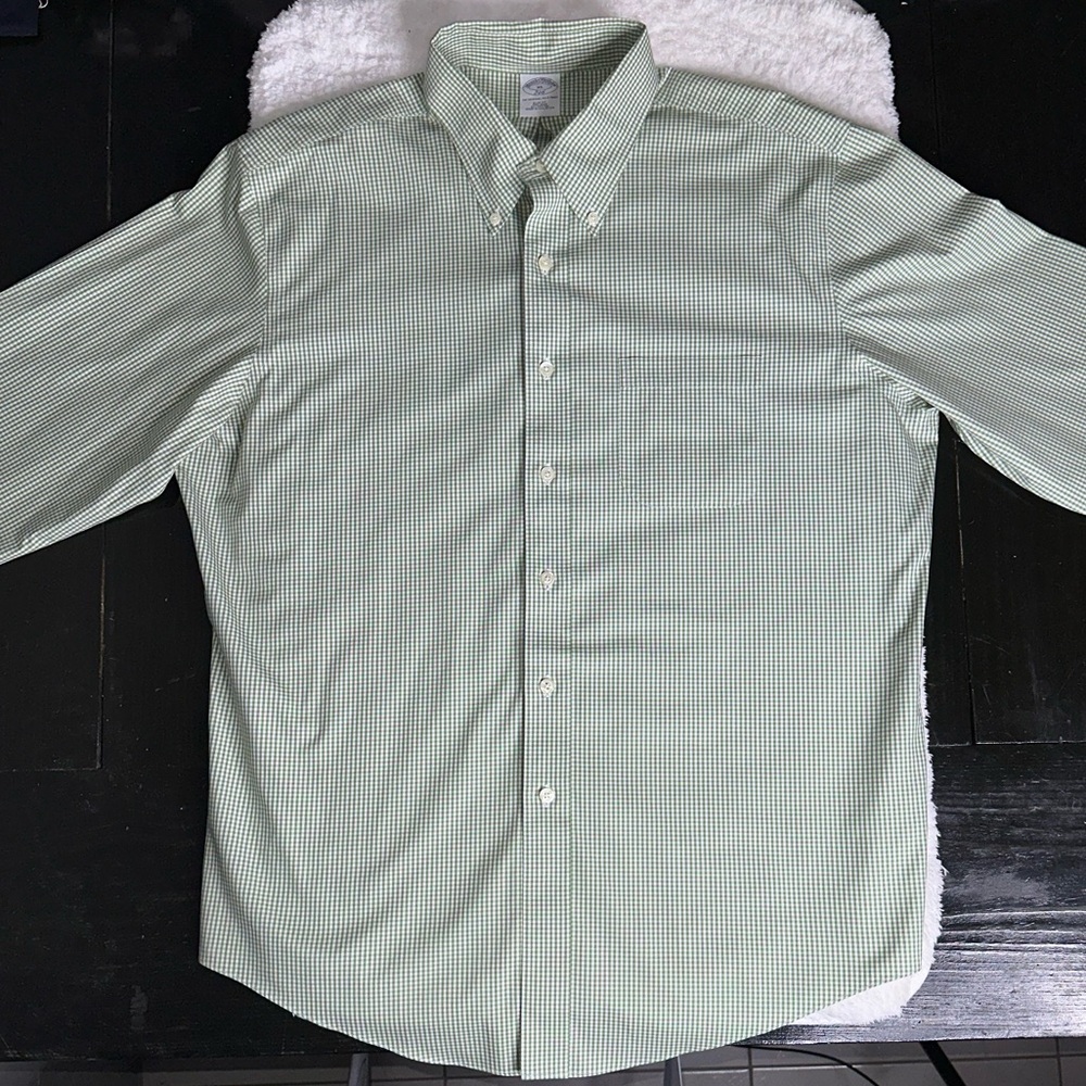 Brooks Brothers | Mens XL | Green White Gingham Check | Button Down Shirt